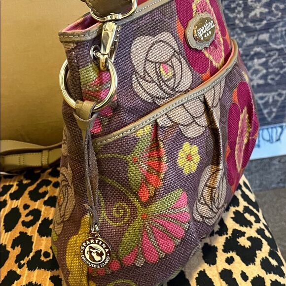 Spartina 449 Floral Crossbody Bag - Pink and Yellow - Picture 3 of 11